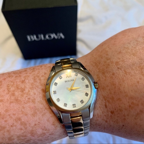NEW diamond studded two tone Bulova watch - Picture 2 of 7
